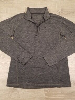 Outdoor Research Mens Gray Quarter Zip Alpine Onset Merino Wool Hiking Casual